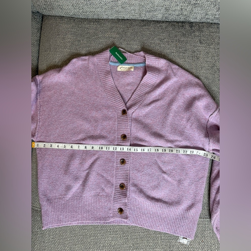 Free People Cool Of The Night Cardigan Lilac Spell Melange M NWT Oversized - Picture 8 of 14